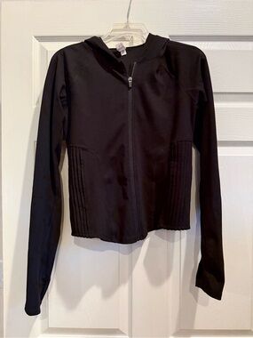 Yogalicious Black Hooded Zip-Up Bomber Jacket